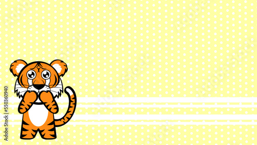 chibi tiger kid character cartoon background poster illustration in vector format