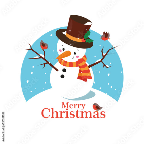christmas card with snowman vector illustrtion