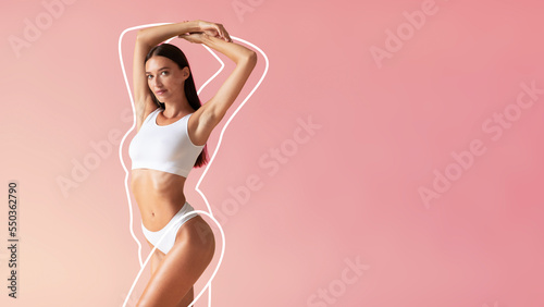 Wellness Concept. Attractive Young Woman With Perfect Body Posing In Underwear