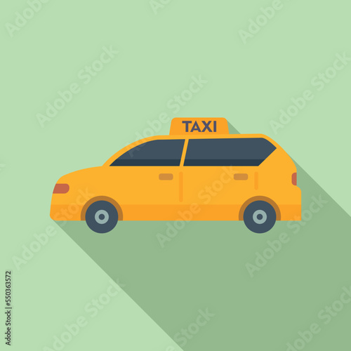 Taxi car icon flat vector. Terminal trip. Pickup tourist