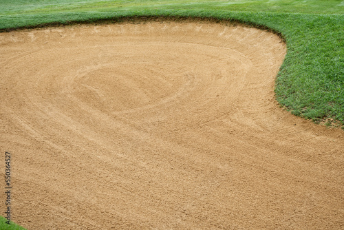 Obraz na plátně sandpit bunker golf course backgrounds, The sandpit on the golf course fairway i