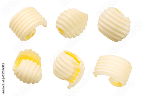 Butter curls isolated, top view png