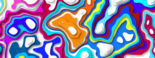 Abstract modern colorful paper cut shapes background. Colorful papercut and multilayer cutout geometric pattern.
3D papercut layers, paper cut vector art background. 