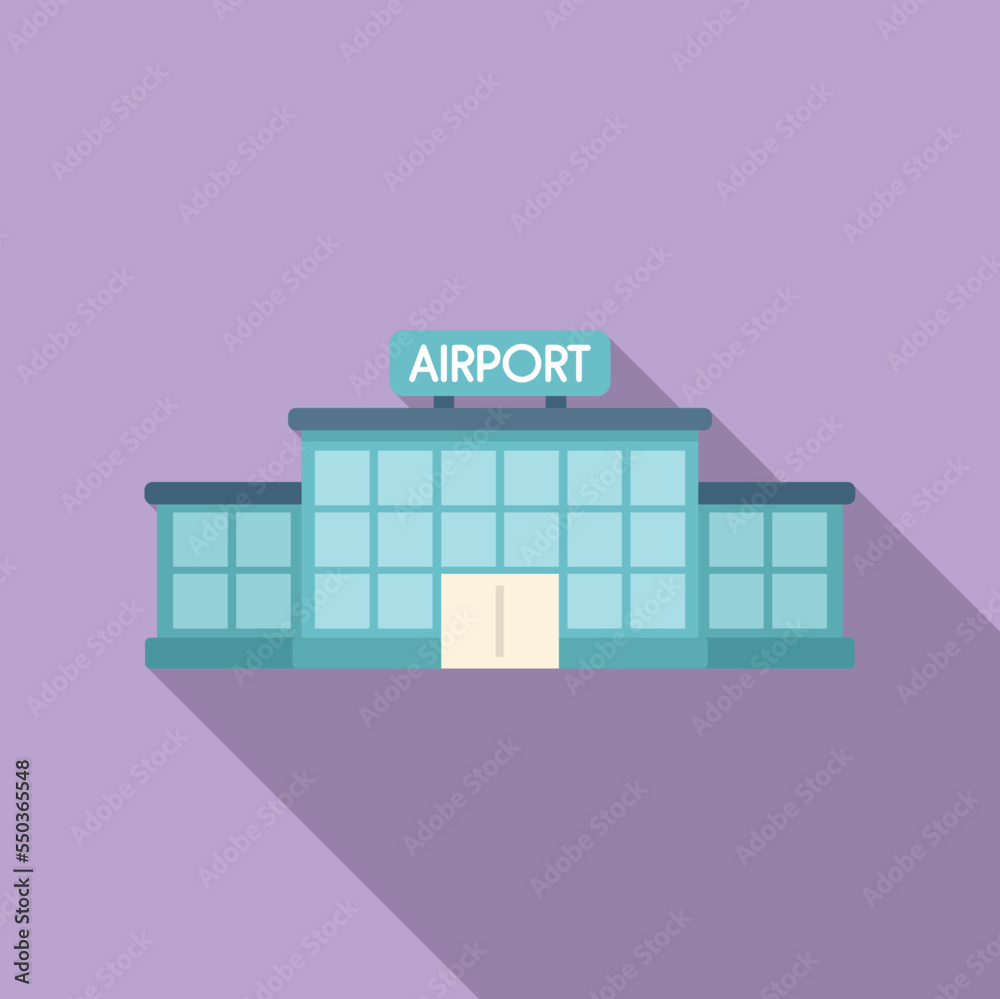 Airport building icon flat vector. Flight travel. Plane trip Airport building icon flat vector. Flight travel. Plane trip