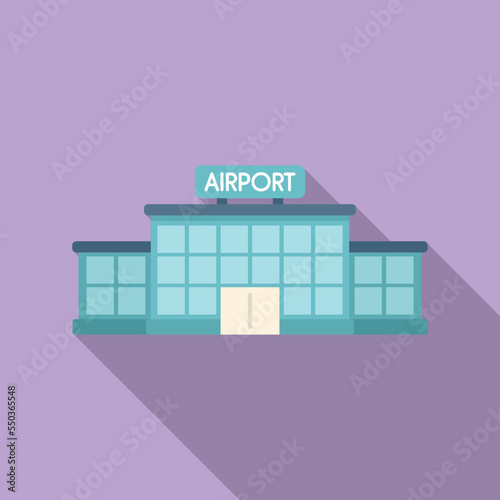Airport building icon flat vector. Flight travel. Plane trip