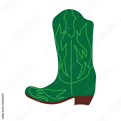 Classic american cowboy boot for fashion lifestyle design. Vector isolated collection. Fashion vintage poster.