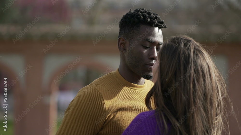 Interracial kiss and hug. Black man with while girlfriend kissing and embrace. love and affection4 Interracial kiss and hug. Black man with while girlfriend kissing and embrace. love and affection4