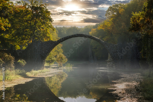 	
Mystisch - Rakotzbrücke - Teufelsbrücke - Herbst - Brücke - See - Spiegelung - Kromlau - Rhododendron Park - Sachsen - Deutschland - Devil's Bridge - Autumn Landscape - High quality photo