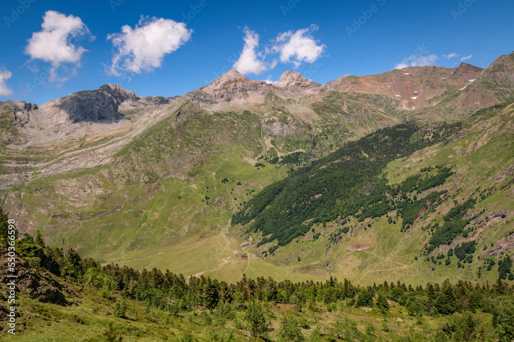 Landscape view at Lac d'Artouste in Pyrenees Orientals mountains in France Landscape view at Lac d'Artouste in Pyrenees Orientals mountains in France