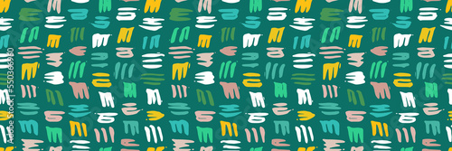 Grunge doodles pattern. Tribal simple ornament seamless pattern. Grunge ethnic background. Simple doodle pattern. Modern fabric design. 80s or 90s clothes fabric. Contemporary ornaments.