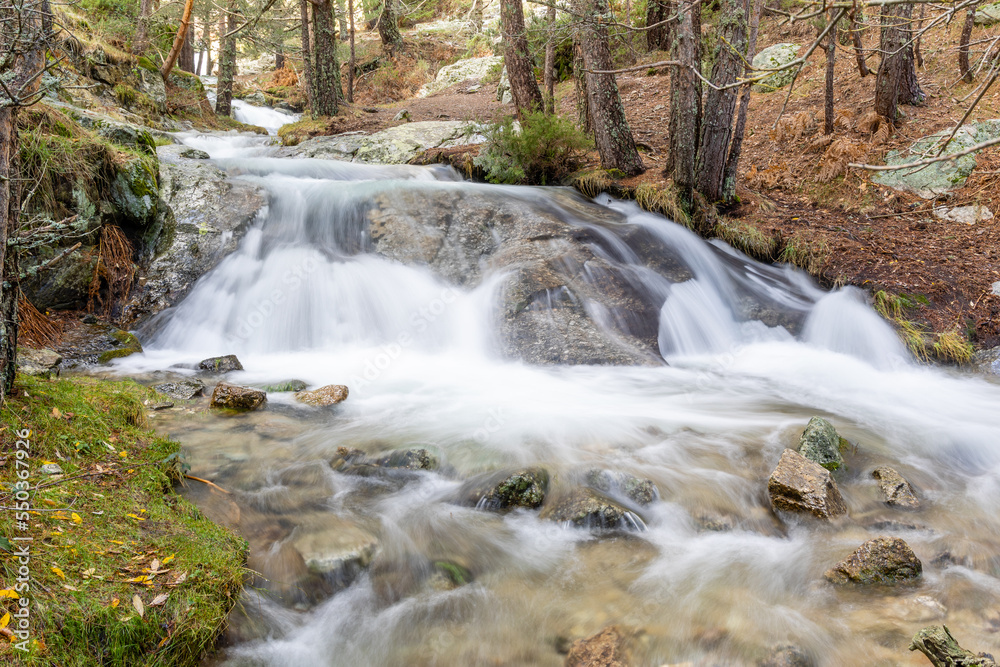 whitewater in the mountains of the Sierra de Guadarrama in Madrid