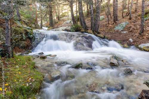 whitewater in the mountains of the Sierra de Guadarrama in Madrid