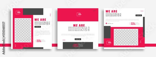 We are hiring job vacancy social media post banner design template. We are hiring job vacancy square web banner design.	