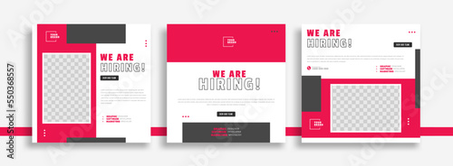 We are hiring job vacancy social media post banner design template. We are hiring job vacancy square web banner design. 