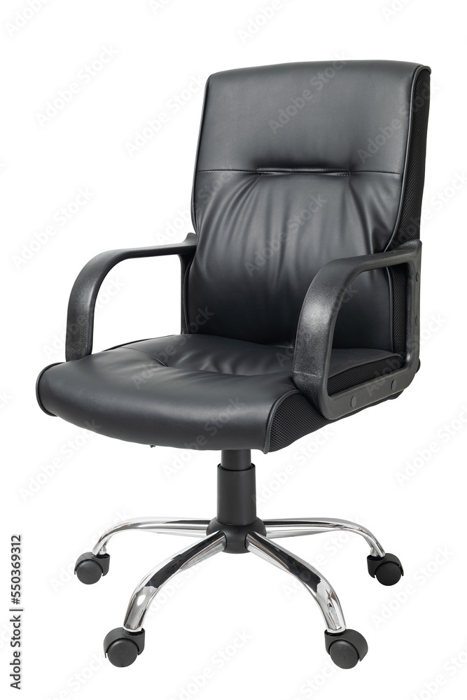 black leather office chair isolated on white with clipping path black leather office chair isolated on white with clipping path