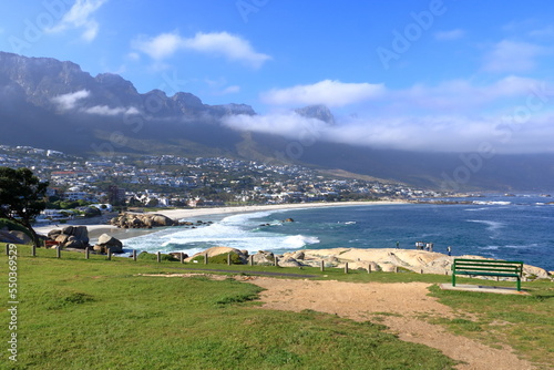 Camps Bay beach, the popular tourist destination in Cape Town, South Africa photo