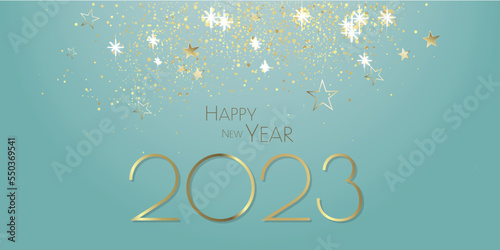 happy new year 2023 - Glitter gold stars background - party festive design