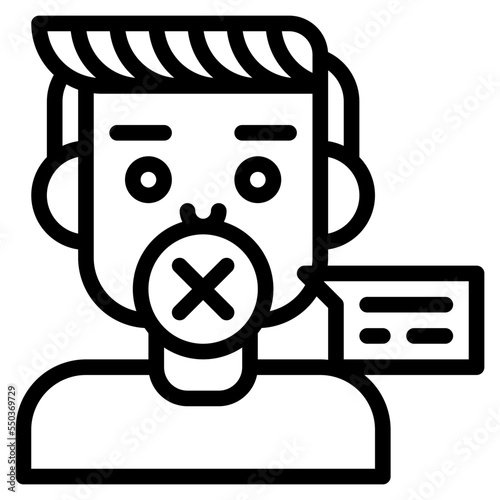 avoid talking shut up health protection icon