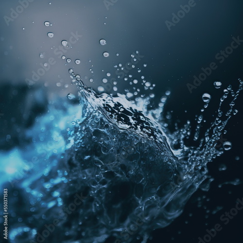 water splash closeup shot with bubbles