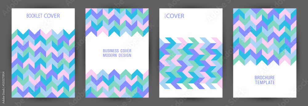 Corporate notebook cover page mokup set vector design. Swiss style future album layout set vector.