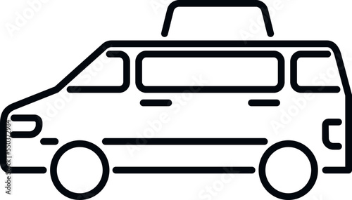 Book taxi bus icon outline vector. Airport transfer. Hotel travel