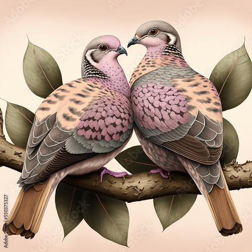 Ai generated 2 turtle doves photo