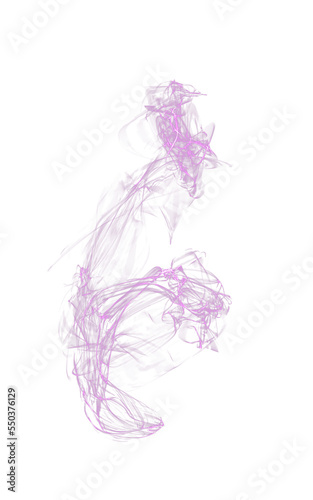Transparent flowing violet smoke or steam on a transparent background. PNG