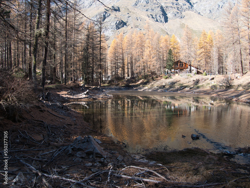 Pellaud lakes during autumn. Municipality of Rhêmes-Notre-Dame, in the Aosta Valley, Italy photo