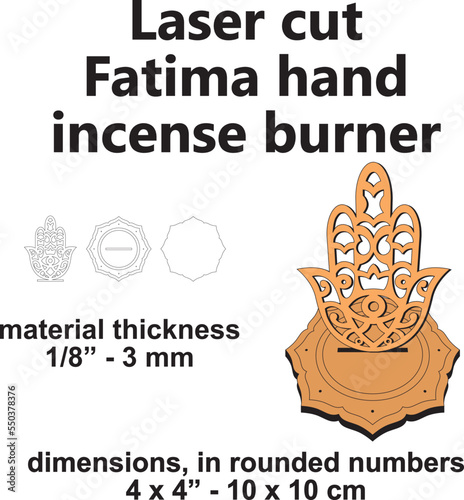 Laser cutting project Hamsa Fatima hand Incese burner holder home decor design