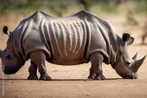 White Rhinoceros Ceratotherium simum Square-lipped Rhinoceros at Khama Rhino Sanctuary Kenya  Africa