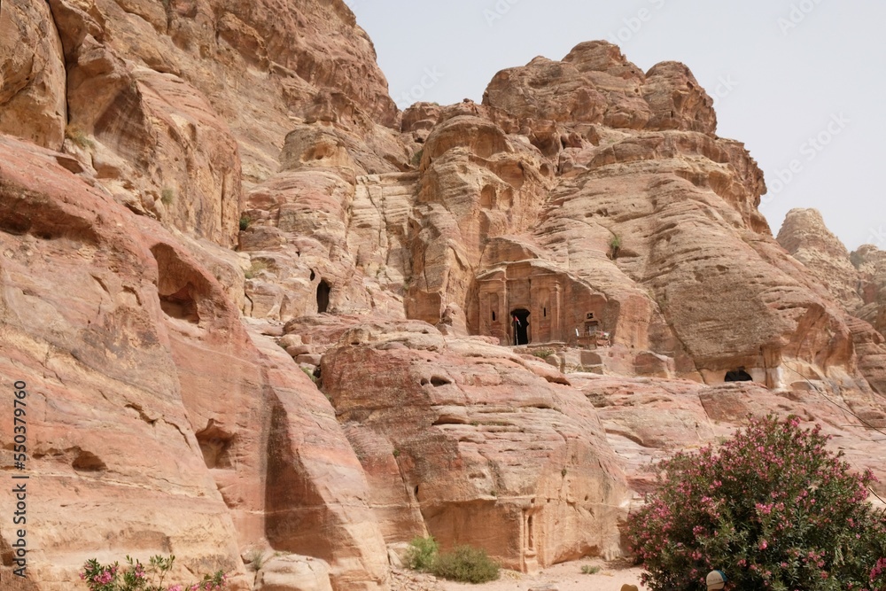 Amazing views on High Place of Sacrifice trail in ancient Nabataean city of Petra, Jordan. Petra is considered one of seven new wonders of world.