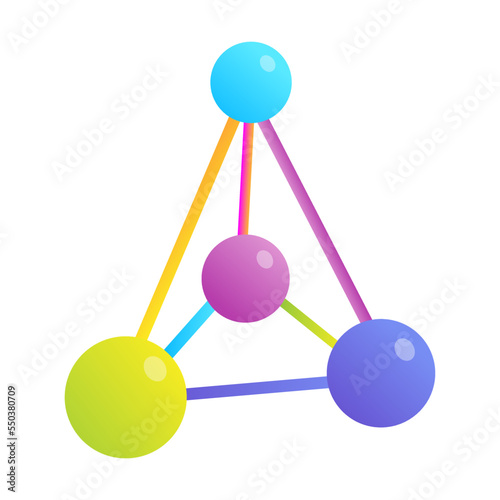 Molecular triangular shape structure vector illustration. Shape or model of connected molecules for scientific research