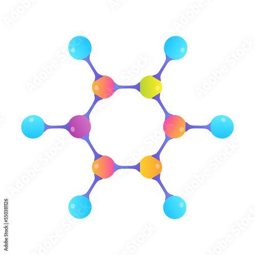 Molecular structure vector illustration. Shape or model of connected molecules for scientific research