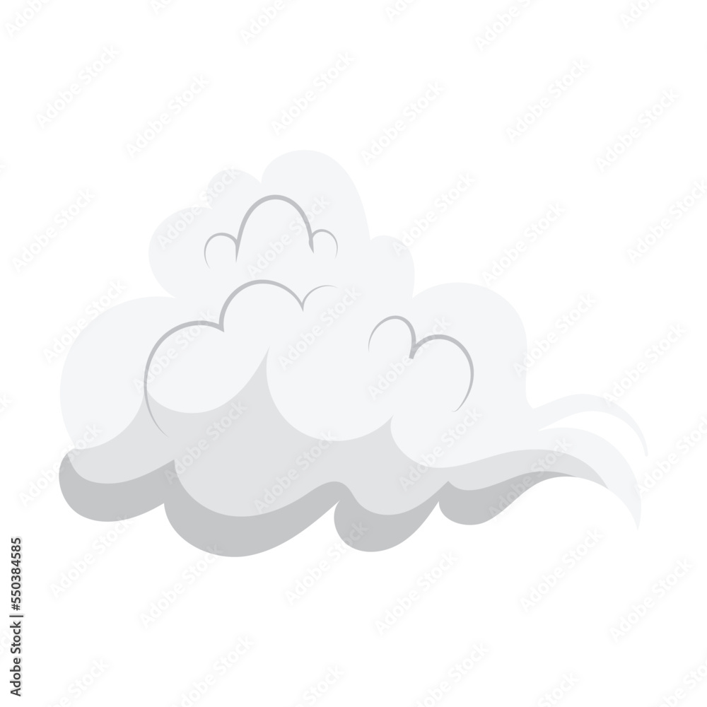 Fluffy summer cloud shape flat vector illustration. Cloudy sky element, heaven symbol isolated on white background Fluffy summer cloud shape flat vector illustration. Cloudy sky element, heaven symbol isolated on white background