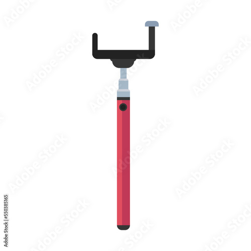 Mobile phone telescopic selfie stick cartoon illustration. Cellphones case, charger, battery isolated on white background