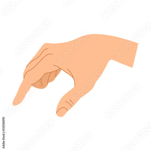 Hand gestures. Vector illustration of human palm gesturing sign. Cartoon peace symbol, thumbs up, ok positions isolated on white