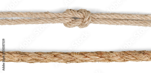 Tied square knot, linen rope