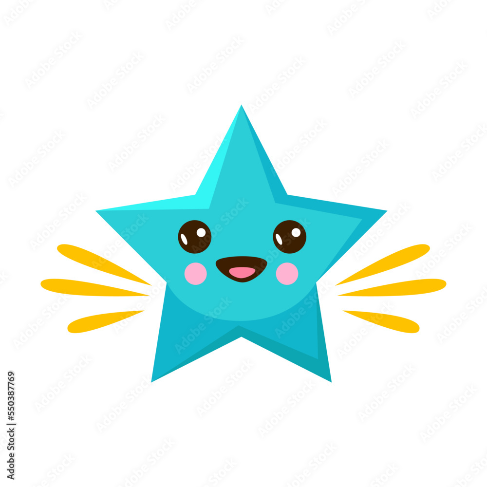 Kawaii star with face. Funny star character for kids isolated on white background Kawaii star with face. Funny star character for kids isolated on white background