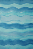 Blue sea or river waves watercolor pattern texture background hand drawing with brush on paper.
