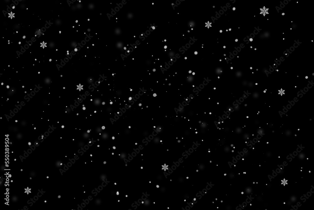 Abstract winter background - snow on a black background.