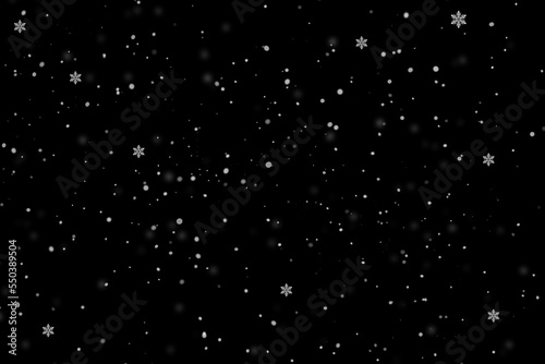 Abstract winter background - snow on a black background.