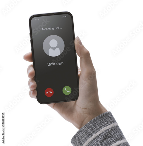 Fotótapéta PNG file no background Woman receiving a call from an unknown user