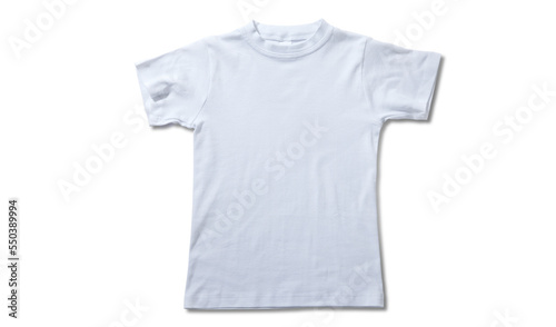 Front views on boys t-shirts with shadow isolated on white background. Mockup for design