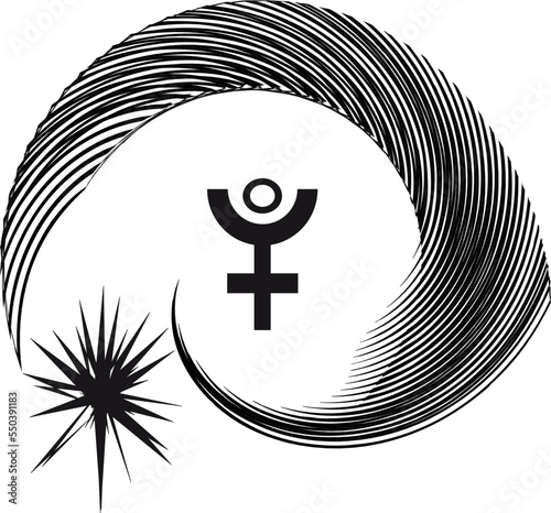 Tattoo designs. Morningstar, Pluto - astrological symbol