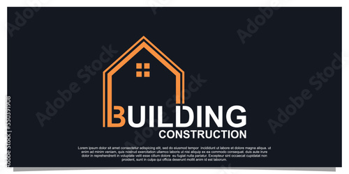 Building constrution logo design with creative concept Premium Vector photo