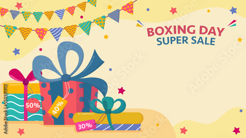 Boxing Day Sale Background. Boxing Day Sale Vector Illustration. Advertisement Design for Sales Promotion.