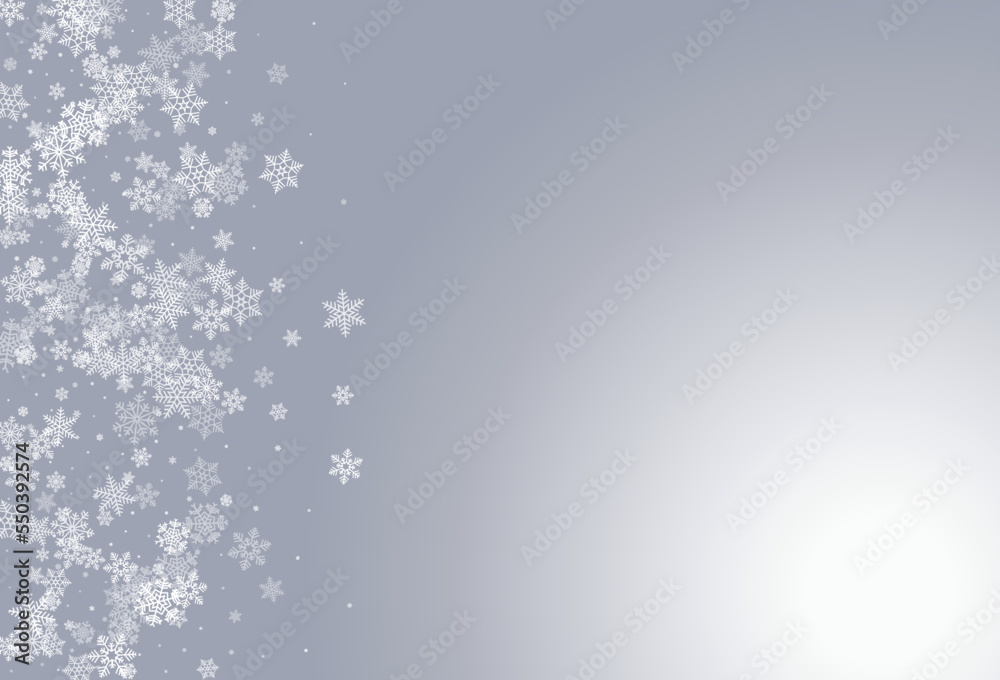 Gray Snow Vector Gray Background. Falling Silver