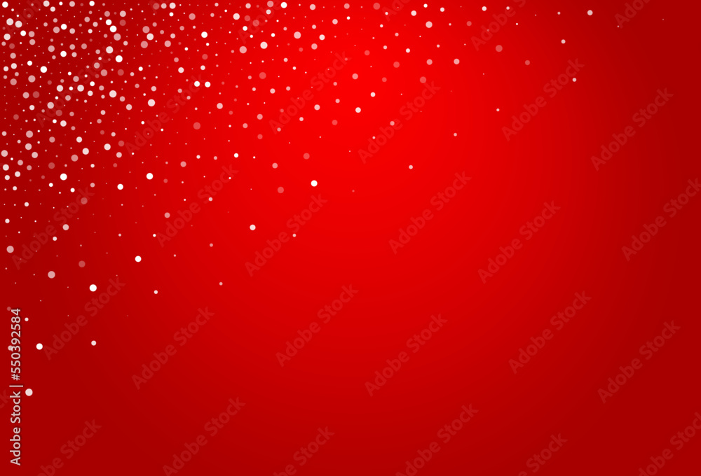 Silver Snowflake Vector Red Background. magic