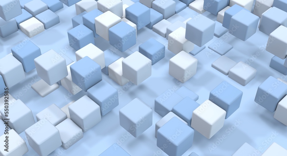 Floating cubes. Abstract geometric background in blue and white colors. 3d render Floating cubes. Abstract geometric background in blue and white colors. 3d render
