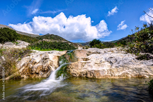 Small stream springtime in Ano Meria, Syros island, Cyclades, Greece